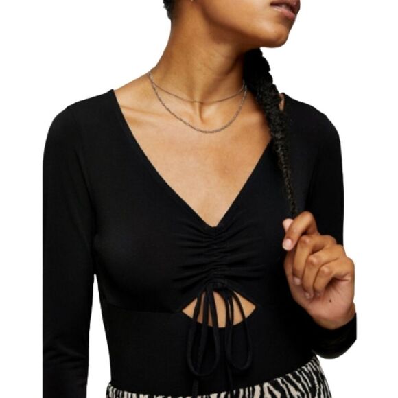 Topshop Cutout Ruched Bodysuit Women's Size 4 - Picture 4 of 13